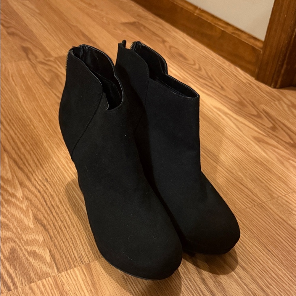 Christian Siriano Black Suede Ankle Booties